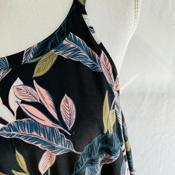 Torrid Black Palm Leaf High Neck Dress Tropical Days Sleeveless Keyhole Size 3 - Picture 7 of 11